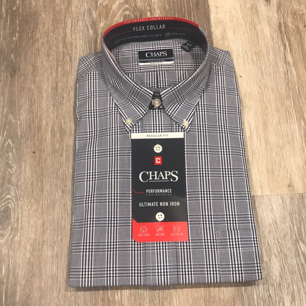 NWT Chaps flex collar regular fit size large 16-16 1/2 34/35